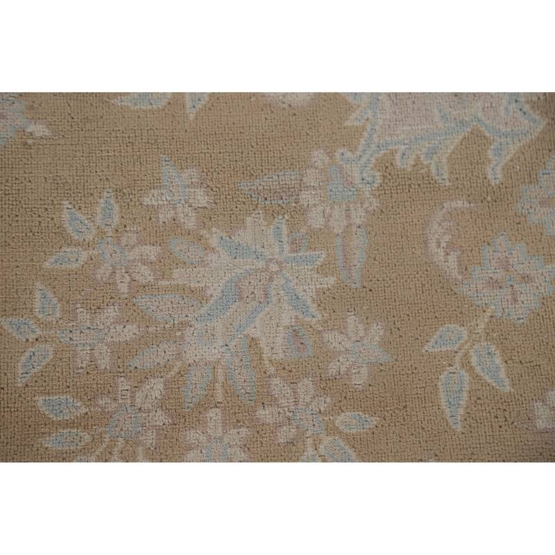 Hand Knotted Oriental 100% Wool Carpet Traditional Floral Yellow & Gold Kerman Area Rug - 12' 8'' X 9' 7''