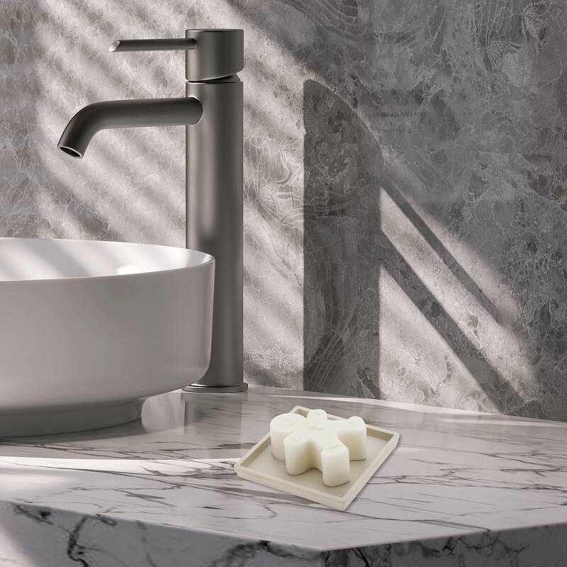 Waterproof Square Soap Holder for Bathroom 3.62"x3.62"x0.43" 1 Pc - Beige