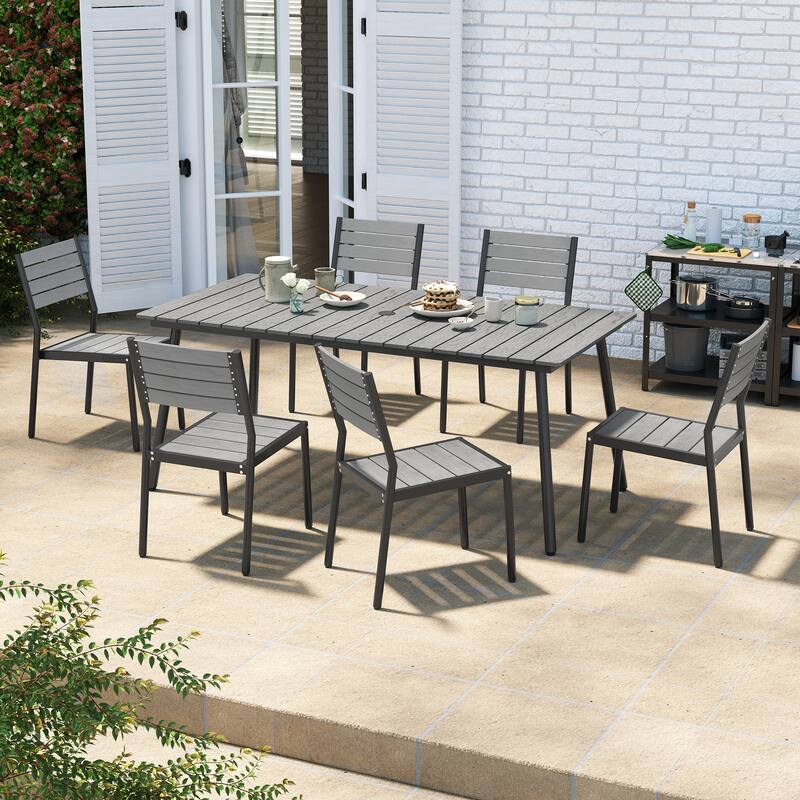 VredHom 7/9-Piece Outdoor Patio Dining Set with Stackable Chairs