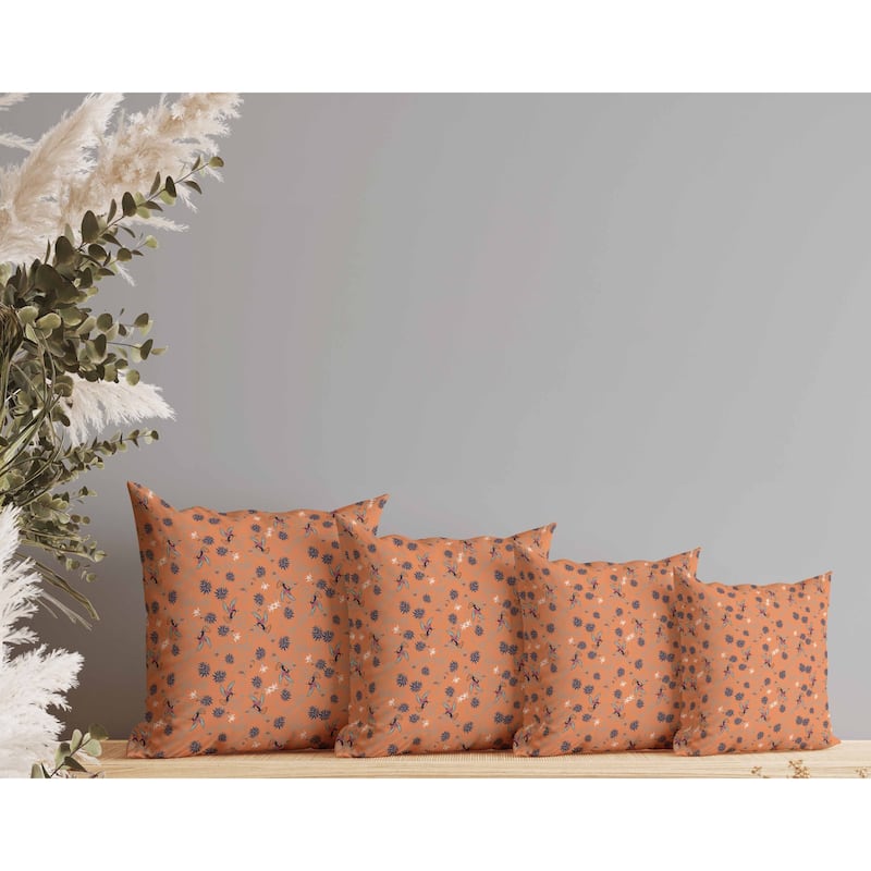 Songbird Flora Parade Faux Suede Reversible Throw Pillow Orange and Blue
