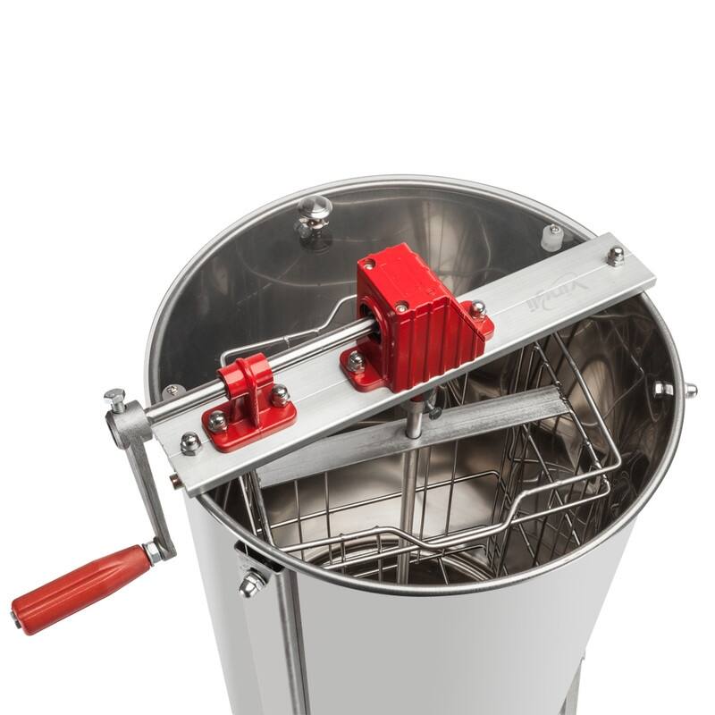 2 Frames Stainless Steel Manual Honey Extractor with Holder Silver