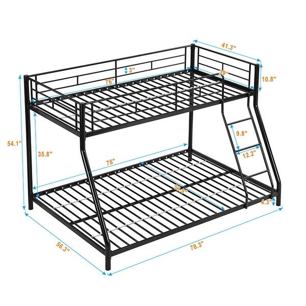 Metal Bunk Bed with Strong Steel Metal Structure, No Box Spring Needed