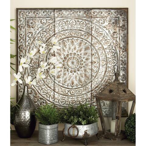 Grey Iron Rustic Wall Decor Floral and botanical 36 x 36 x 1