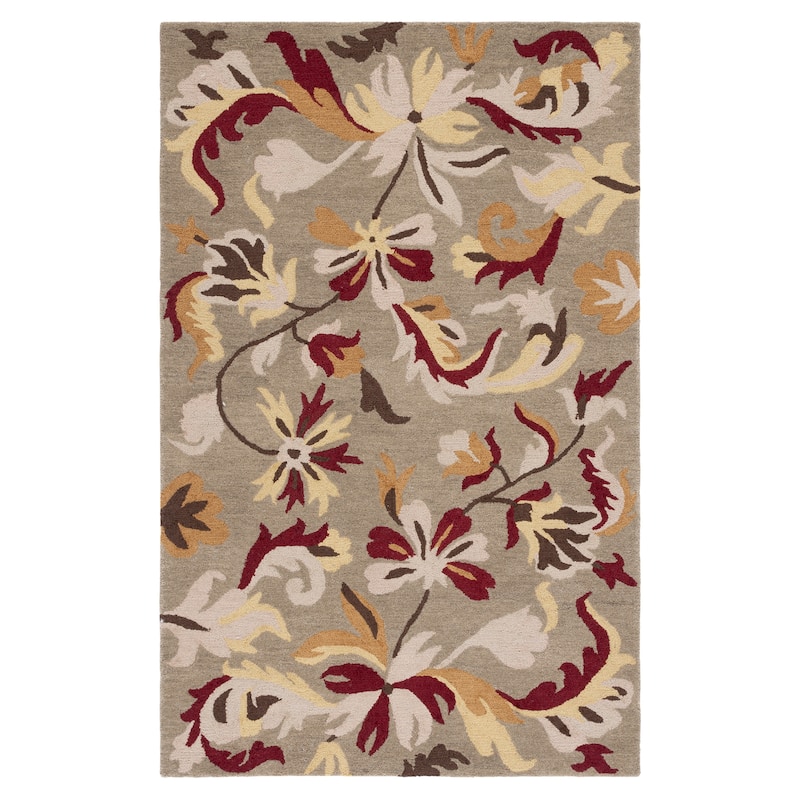 SAFAVIEH Handmade Jardin Delfa Country Floral Wool Rug - 4' x 6' - Sage/Multi