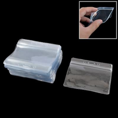 50 Pcs Anti Water Clear PVC Horizontal ID Exhibition Card Holders