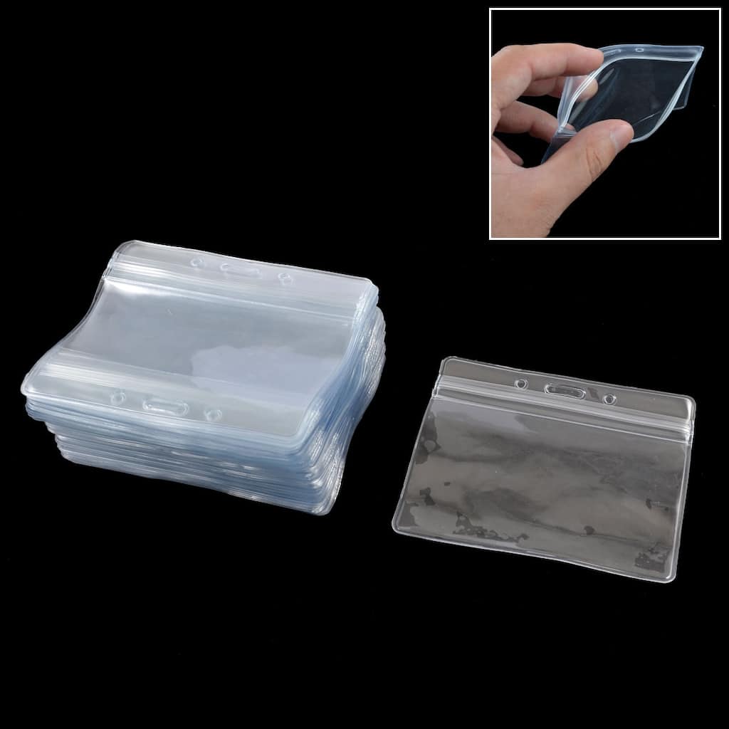 50 Pcs Anti Water Clear PVC Horizontal ID Exhibition Card Holders