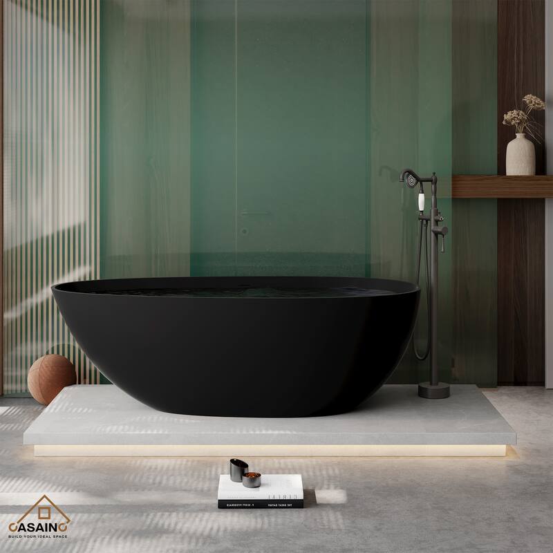 67" Solid Surface Freestanding Bathtub in Matte Black