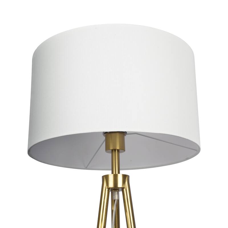 Monax Tripod Floor Lamp with White Fabric Shade - Gold, Black