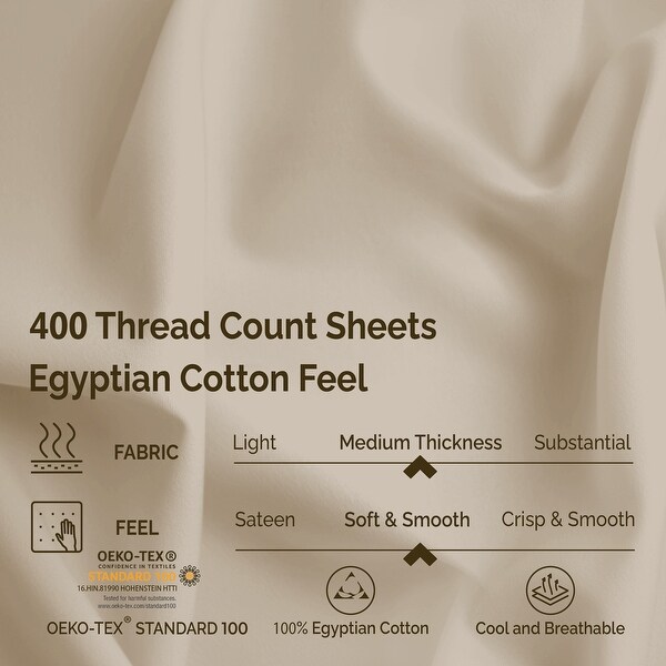 Egyptian Cotton 400 Thread Count Solid Bed Sheet Set by