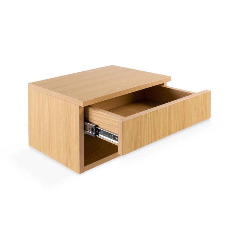 Celerie 15.71" Mid-Century Modern Floating Wall Mounted Nightstand with Soft-Close Drawer and Cable Hole, by JONATHAN Y