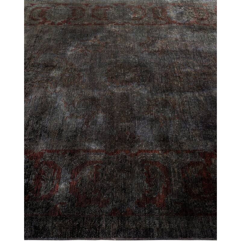 Overton Hand Knotted Wool Vintage Inspired Modern Contemporary Overdyed Black Area Rug - 6' 0" x 8' 8"