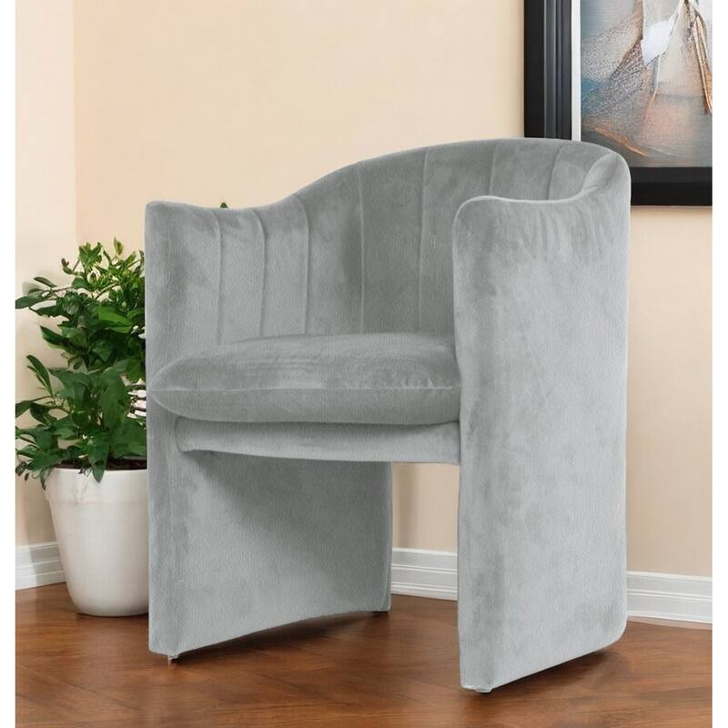 Gray Upholstered Velvet Dining Arm Chair - Single