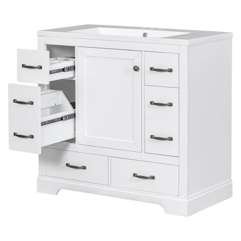 Freestanding 36" Vanity with Solid Wood, Undermount Sink, and Ample Storage - Grey Finish - 36in L