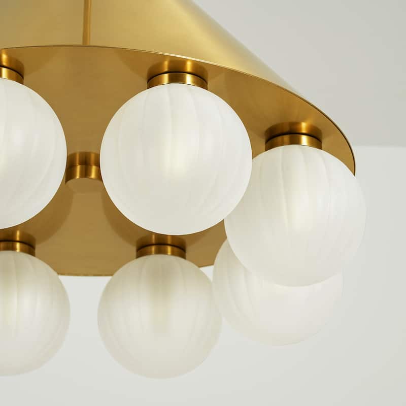 8-Light Modern Metal & Glass Pendant with Sanded Striped Glass Balls for Living Room - 8 Light