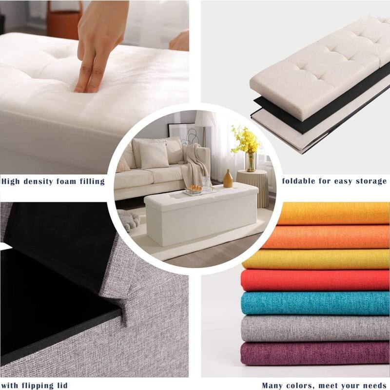 Storage Ottoman Foldable 45.3 Inches