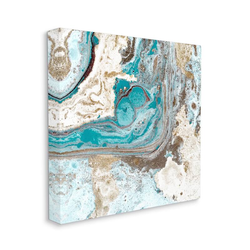 Stupell Abstract Fluid Turquoise Contrast Design Blue Brown Canvas Wall Art