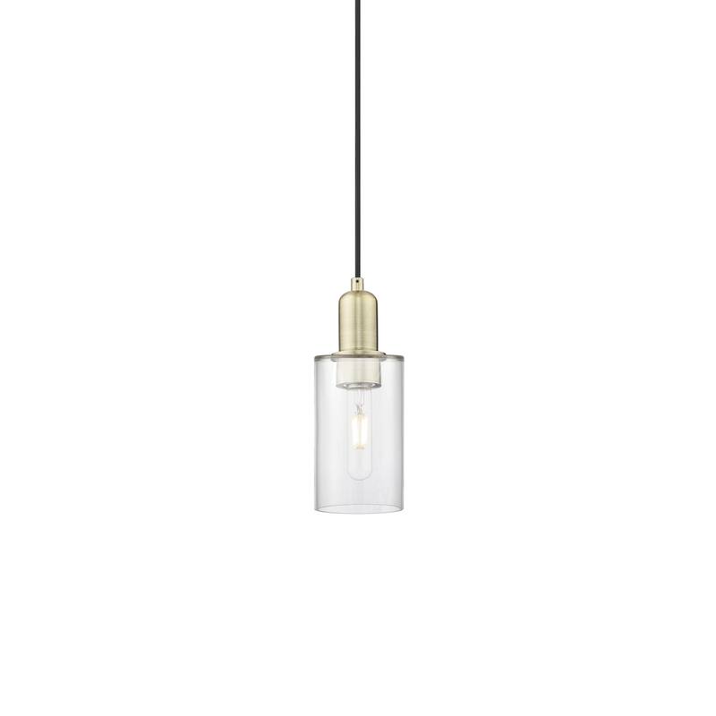 Innovations Lighting 716-1P-10-5 Clymer Pendant Clymer 5" Wide Mini - Antique Brass / Clear