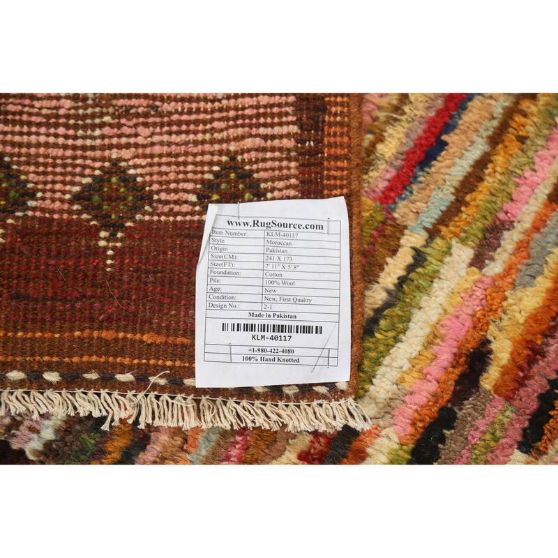 Moroccan Tribal Oriental Area Rug Handmade Bedroom Wool Carpet - 5'8" x 7'11"