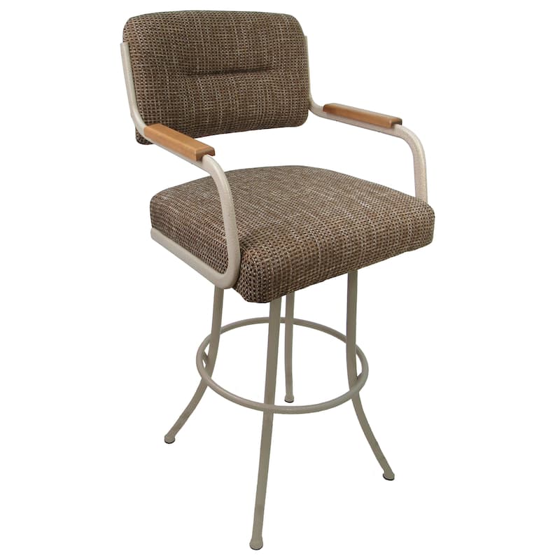 Swivel Counter Metal Bar Stool 26" - M-114 - Checkered - Beige Natural - Bar Height