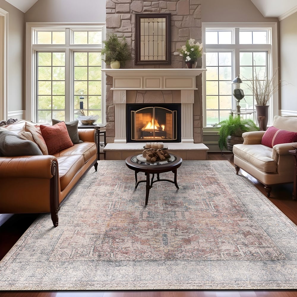 World Rug Gallery Vintage Transitional Boho Machine Washable Area Rug