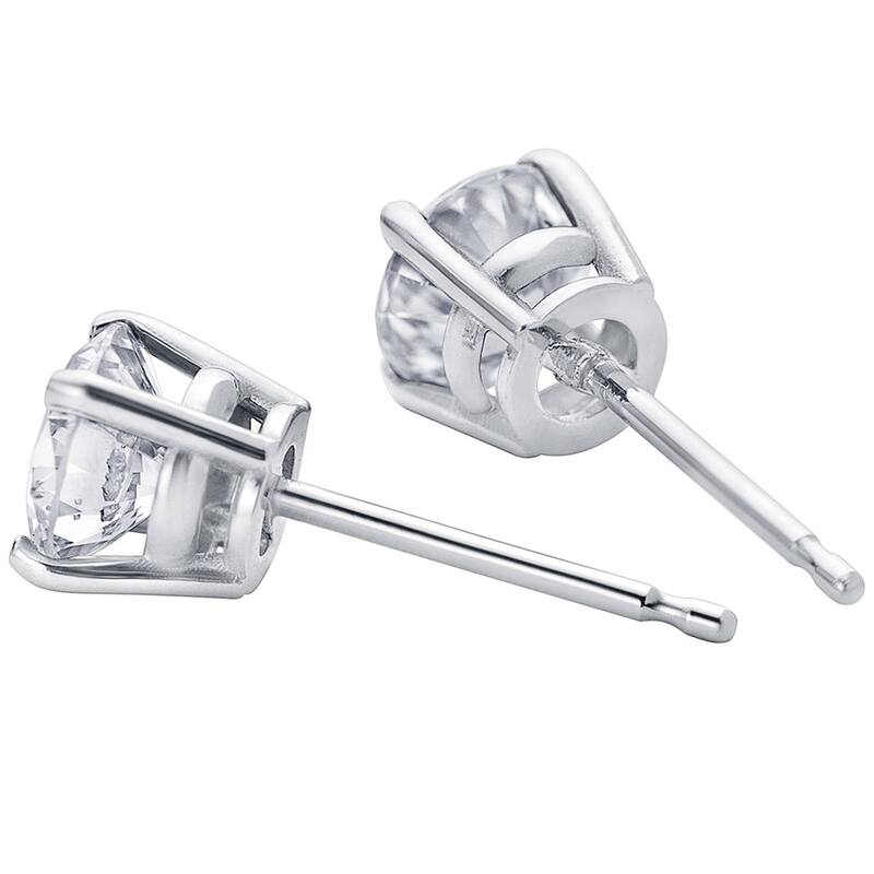 14k White Gold 1 ct Lab Grown Diamond Classic Stud Earrings
