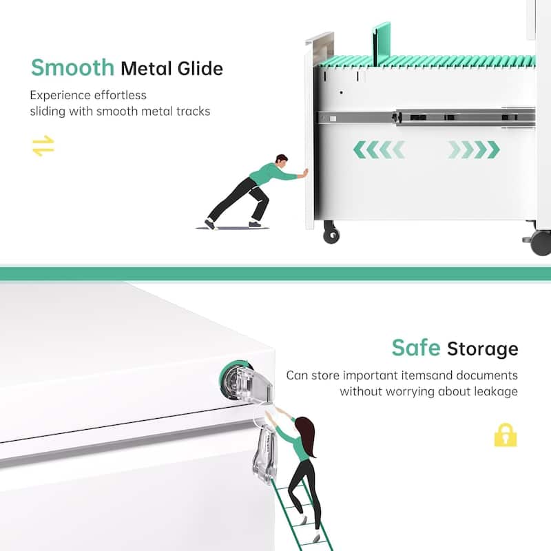 3 Drawer Metal Locking File Cabinet for Home Office, Rolling Cabinet Fully Assembled