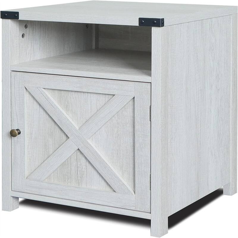 Table with Cabinet and Shelves - 18"D x 18"W x 24"H - Sargent Oak