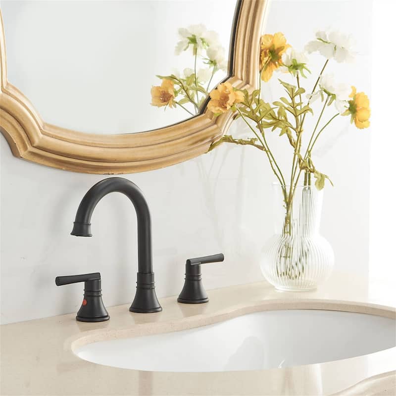 8 Inch Widespread Bathroom Faucet With Drain Assembly 3 Hole Bathroom Sink Faucet Double Handle Modern Basin Vanity Taps