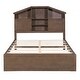 preview thumbnail 7 of 20, Full Size Wood Platform Bed with Storage Headboard and 2 Drawers