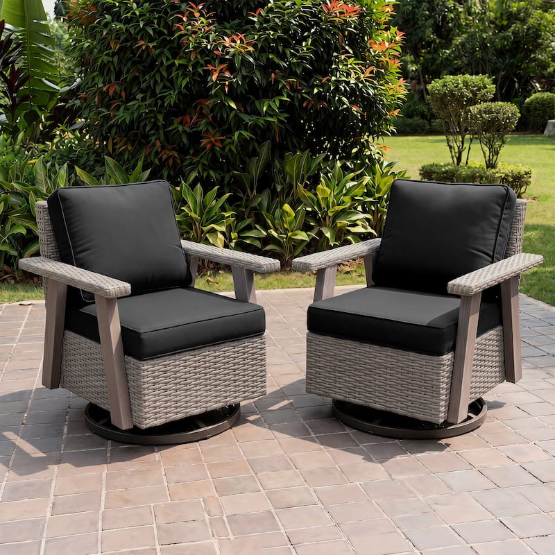 Cozywor Wicker Patio Outdoor Swivel Rocking Chair (Set of 2)
