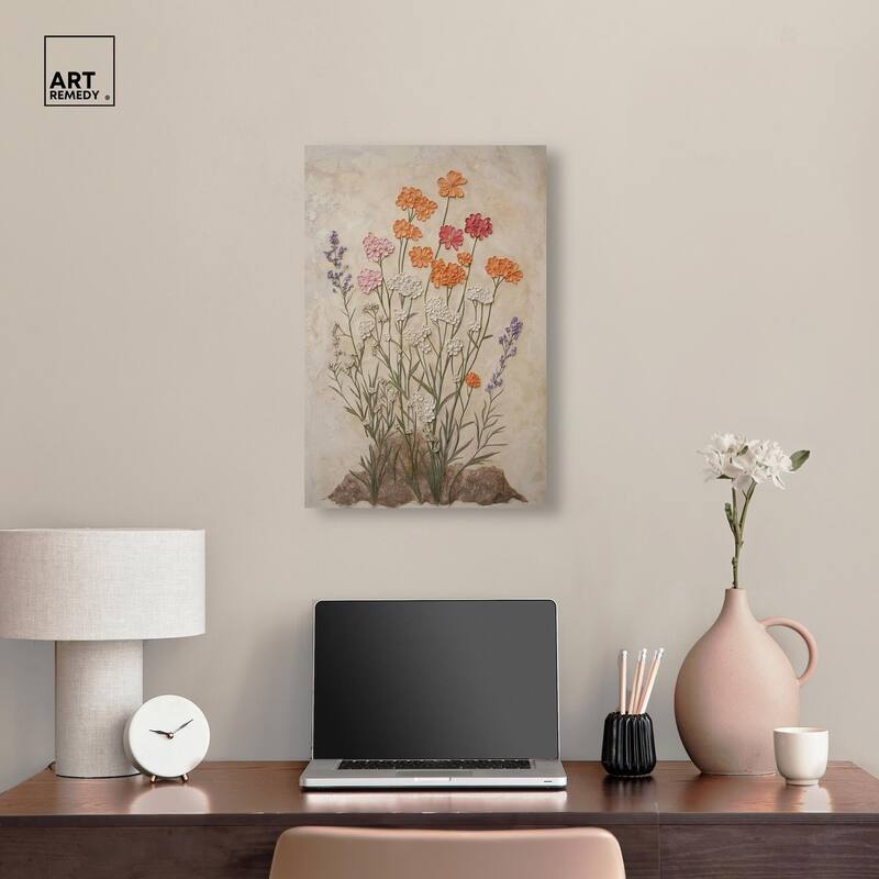 Sculpted Flora Frieze II Canvas by Art Remedy, Gallery Wrapped