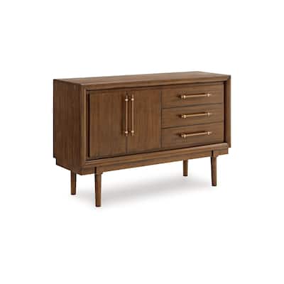 Jeyn Dining Room Server with 3 Drawers and Fixed Shelf, Brown Hardwood
