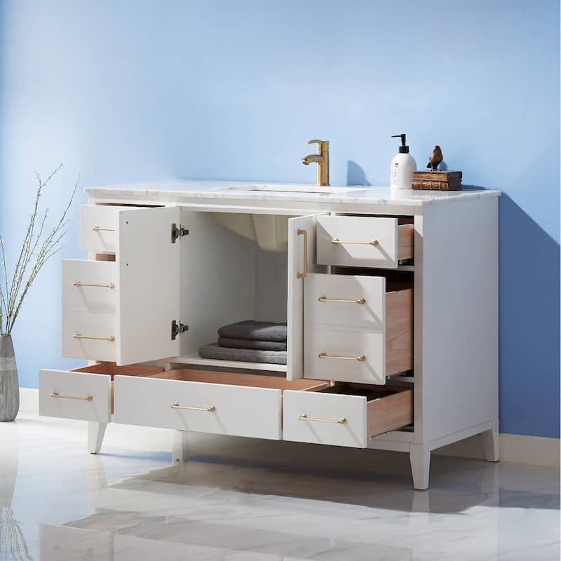 Altair Sutton Single Bathroom Vanity Set and Carrara White Countertop