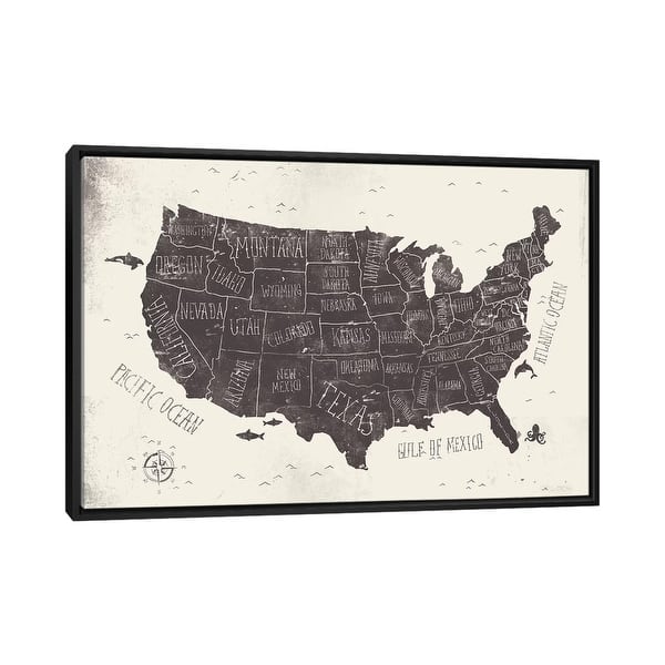 slide 2 of 9, iCanvas "USA" by Mike Koubou Framed Black - 26x40