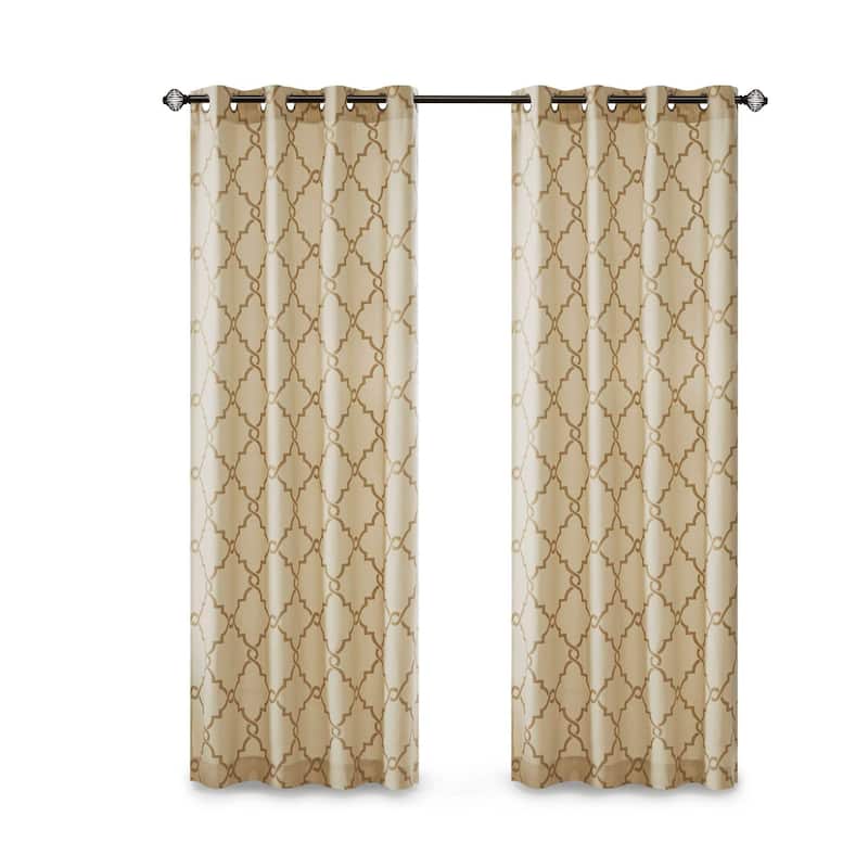 Madison Park Westmont Fretwork Print Grommet Top Window Single Curtain Panel