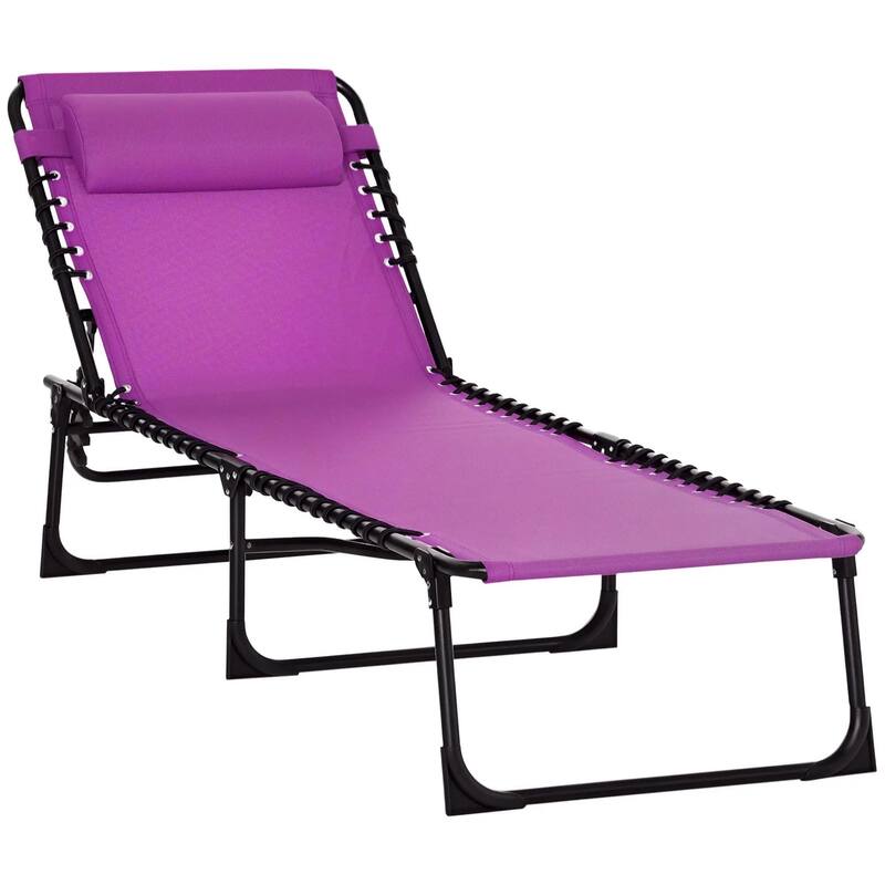 Foldable Chaise Lounge,4-Pos Recline,Trifold Portable,Breathable Mesh