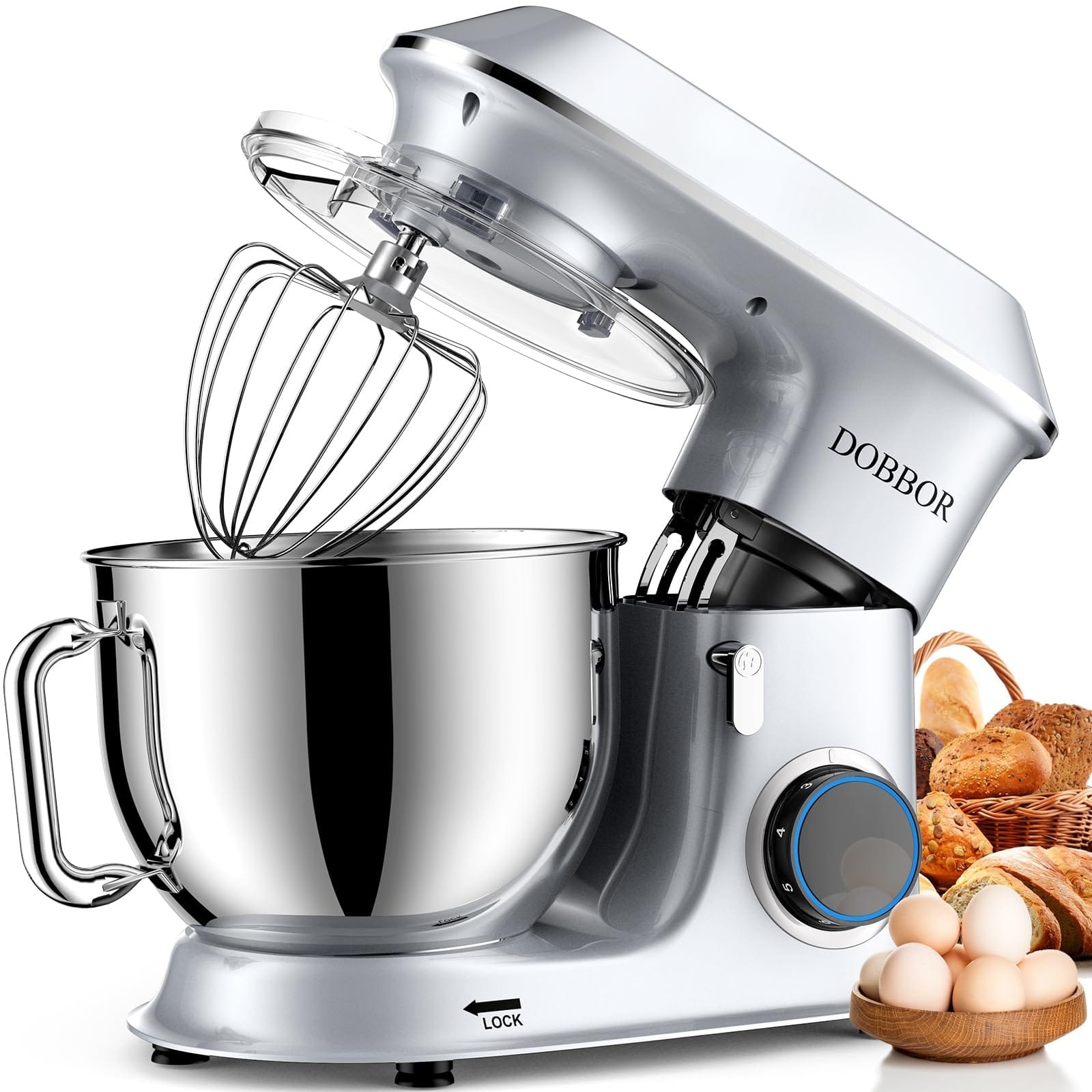 Electric Stand mixer, 9.5QT 660W 7Speeds TiltHead Dough Mixers, Bread Mixer with Dough Hook