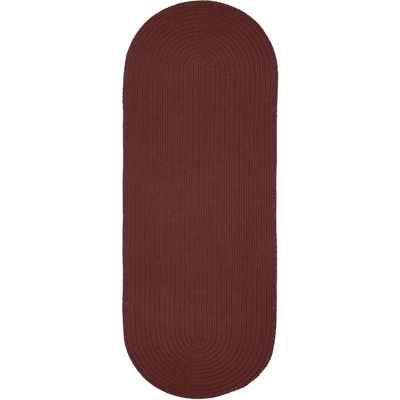 Rhody Rug Madeira Indoor/ Outdoor Braided Rounded Area Rug - Burgundy - 2' x 8' Runner