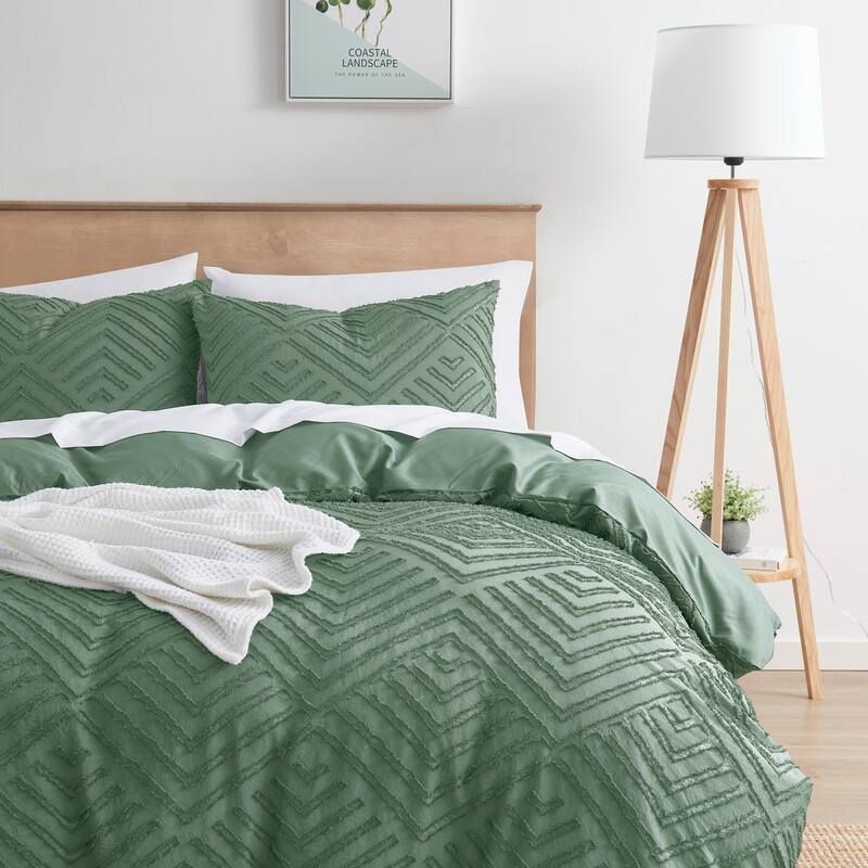 Nestl Boho Tufted Embroidery Double Brushed Duvet Cover with Button Closure