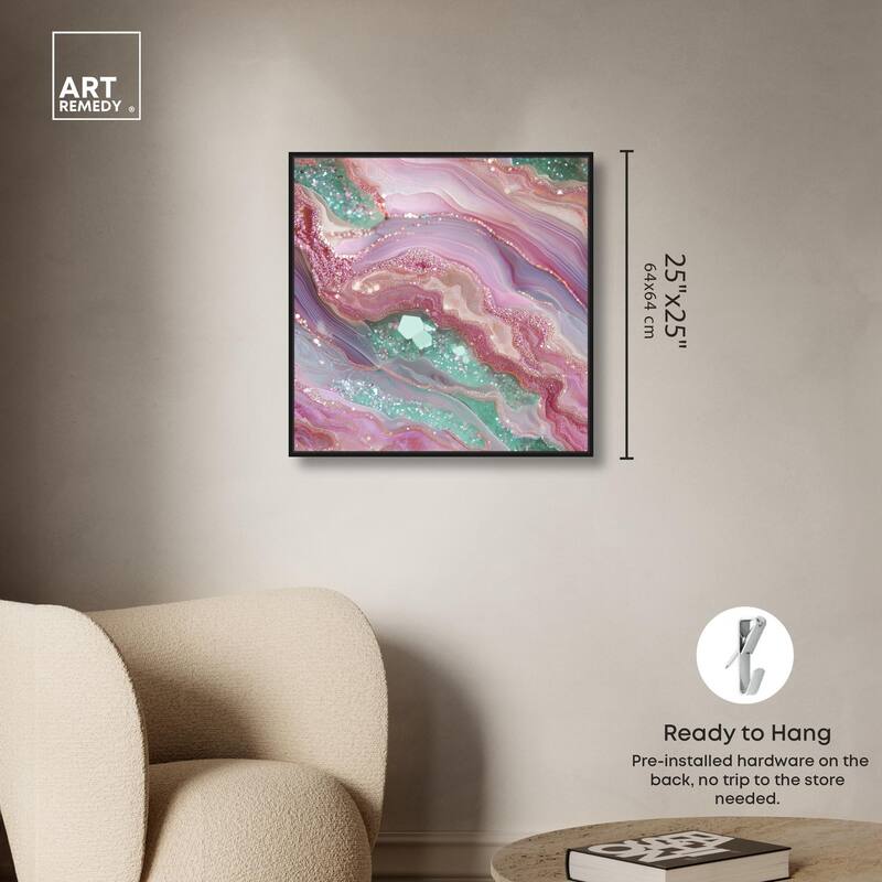 Pink and Mint Crystal II Canvas by Art Remedy