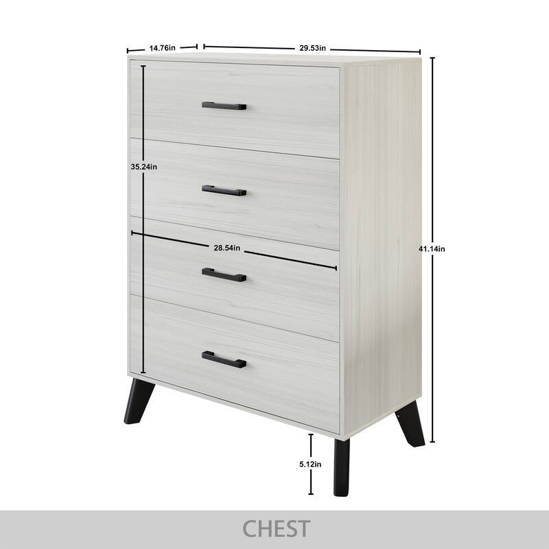 CraftPorch Classic Style 4-Drawers Wooden Chest