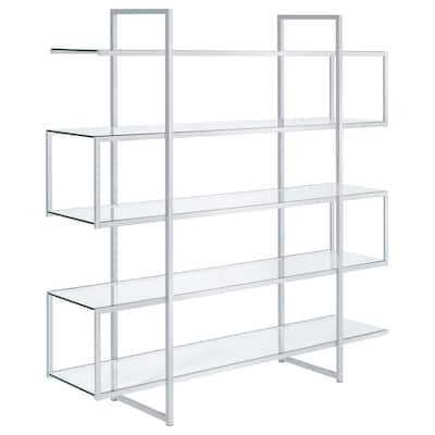 Elmer 63-inch 5-shelf Glass Top Metal Frame Bookshelf - 59.00" x 13.75" x 63.00"