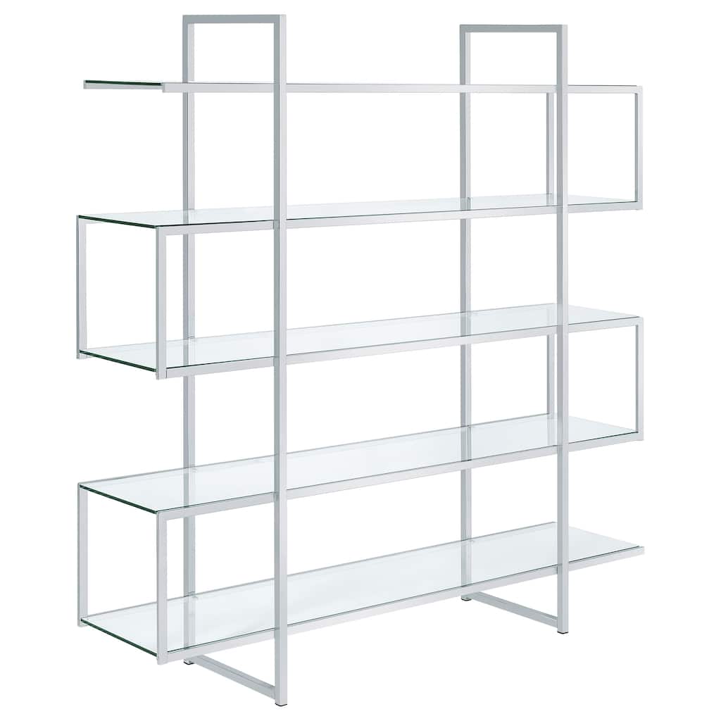Elmer 63-inch 5-shelf Glass Top Metal Frame Bookshelf - 59.00" x 13.75" x 63.00"