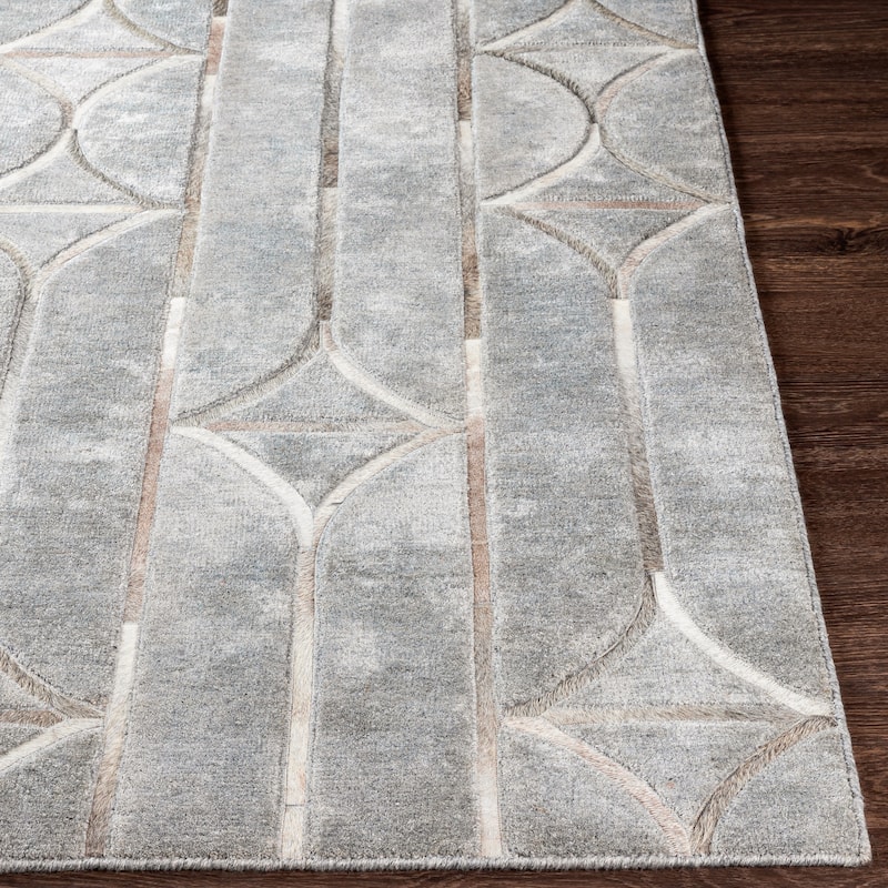 Ahroda Modern Geometric Hair-on-hide & Viscose Area Rug