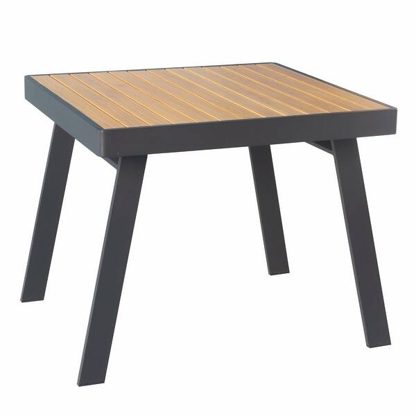 slide 2 of 4, HIGOLD Nofi 4.0 Patio Dining Table Teak Painting Table Top Aluminum Frame for Outdoor Garden Lawn Backyard Bistro, Square