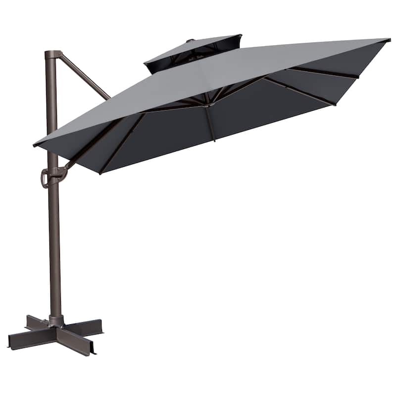 VredHom Outdoor Patio 10 x 13 FT Cantilever Umbrella Double Top - DarkGrey