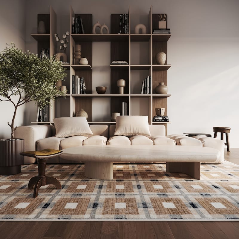 Nuloom Sorelle Modern Plaid Area Rug - 8' x 10' - Light Brown