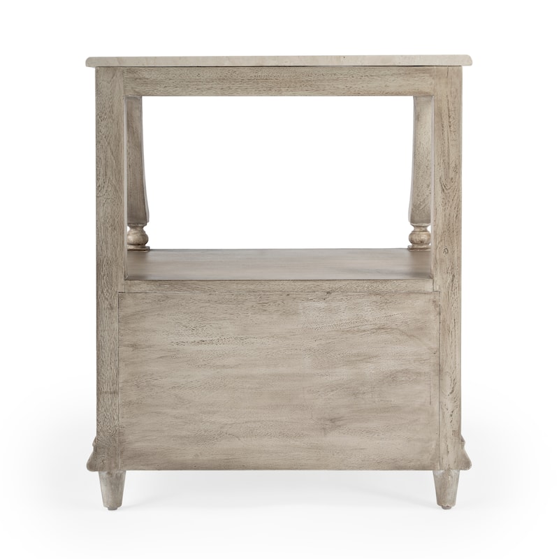 Mabel Genuine Marble and Wood 1-Drawer Nightstand