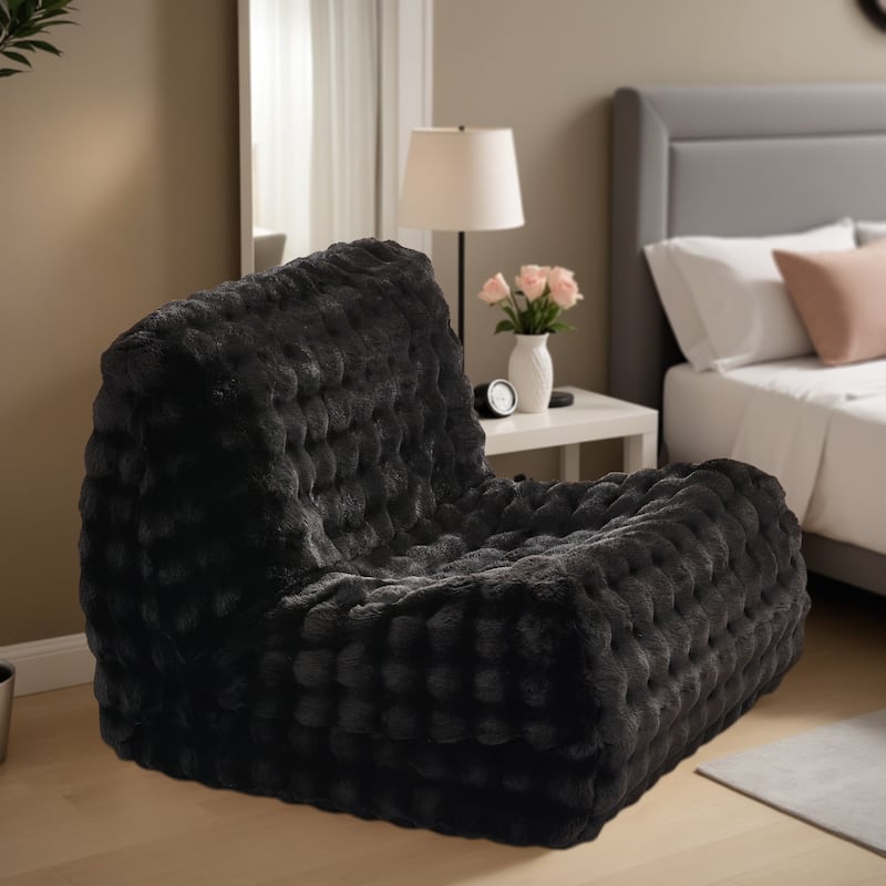 XIZZI Modern Plush Sectional Chaise Couch with Bean Bag Chair