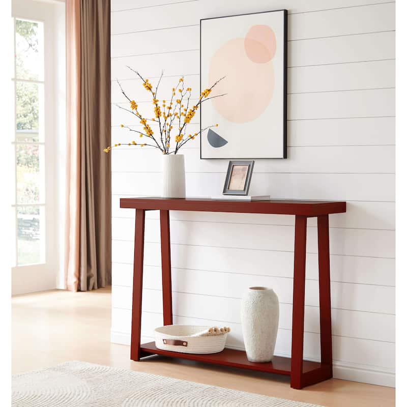 Emma Collection Wood 44" Modern Console Table with Shelf - Red